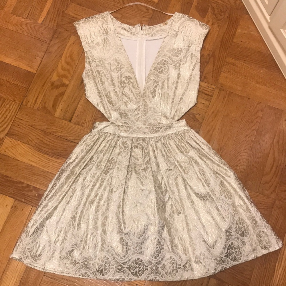 White and gold mini dress